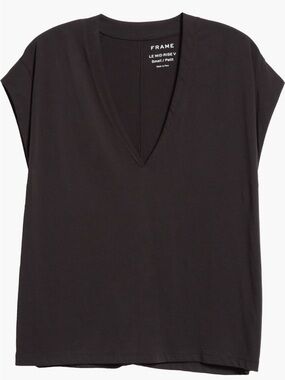 Frame Le Mid Rise V-Neck Pima Cotton Cap Sleeve Top Sz M